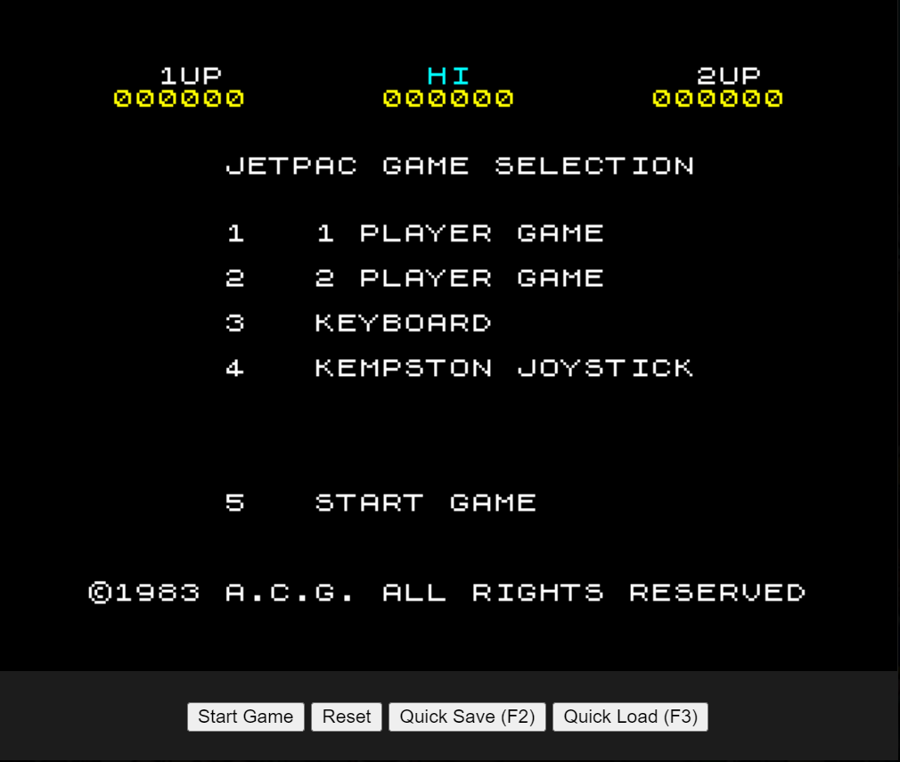 Jetpac (1983)(Ultimate) : Spectrum ZX 48K Play Online in your browser