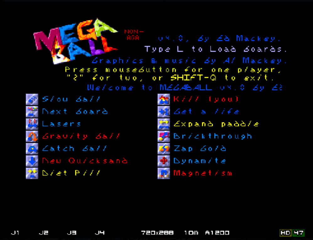 MegaBall v1.03 NONE-AGA : Amiga Play Online in your browser