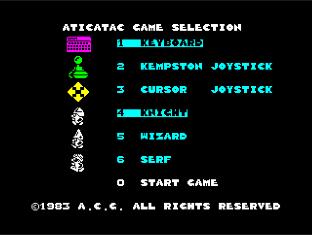 Atic Atac (1983) (Ultimate) : Spectrum ZX 48K Play Online in your browser