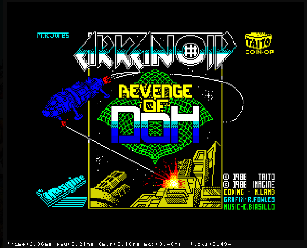 Arkanoid 2 Revenge of Doh : Spectrum ZX 128K Play Online in your browser