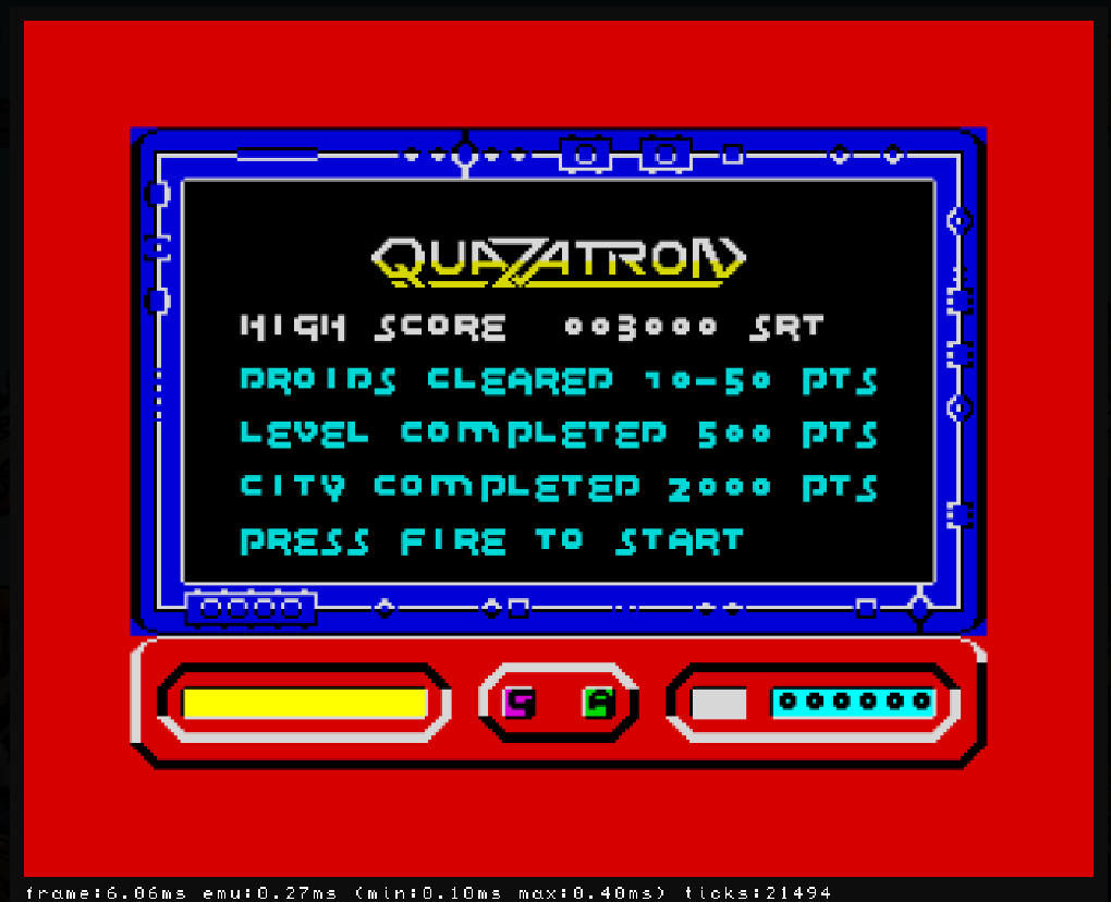 Quazatron : Spectrum ZX 128K Play Online in your browser