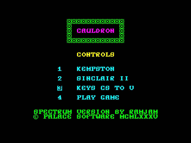 Cauldron (1985) (Palace) : Spectrum ZX 48K Play Online in your browser